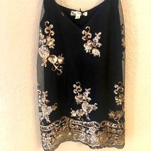 About A Girl Black and Gold Sequin Tank
